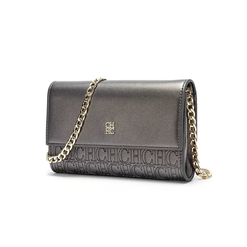 Letter Print Chain Shoulder Bag