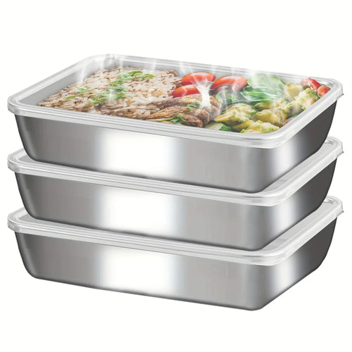 3-Piece Stainless Steel Food Containers