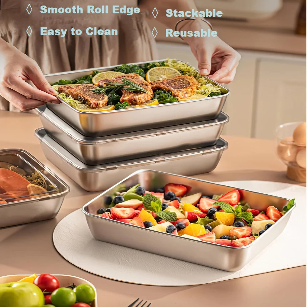 3-Piece Stainless Steel Food Containers