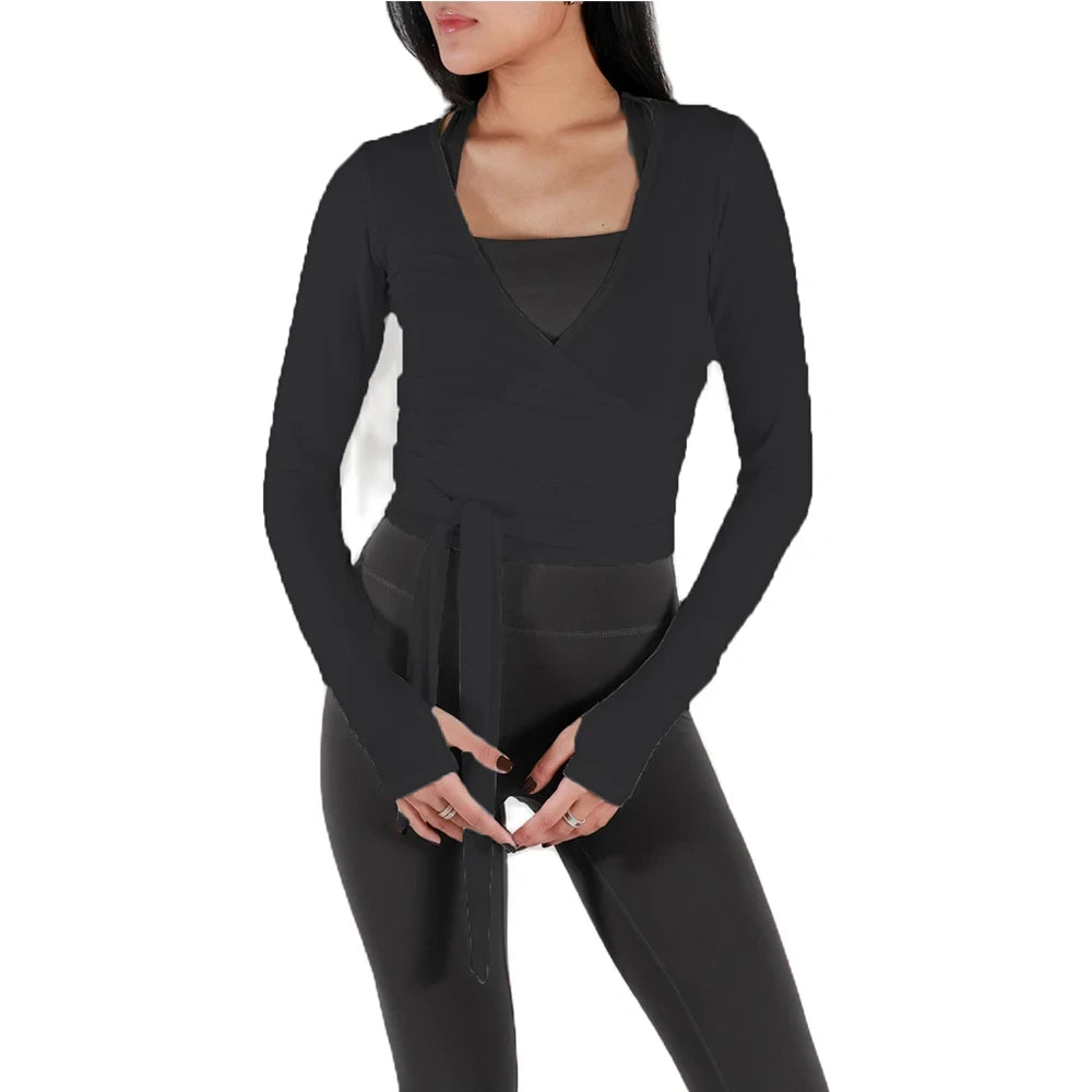 Wrap Crop Top with Thumb Holes