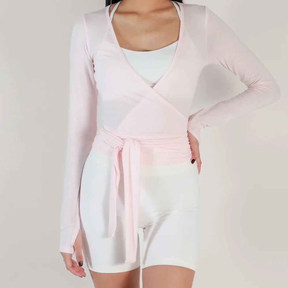 Wrap Crop Top with Thumb Holes