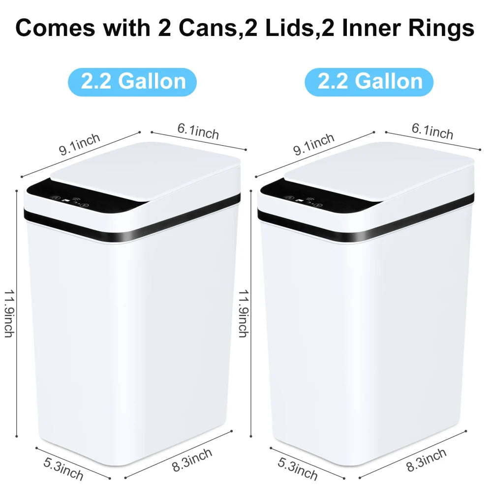 2 Pack 12L Slim Trash Cans